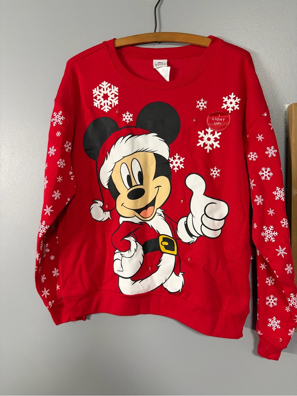 Disney Red Mickey Mouse Santa Crewneck Sweater